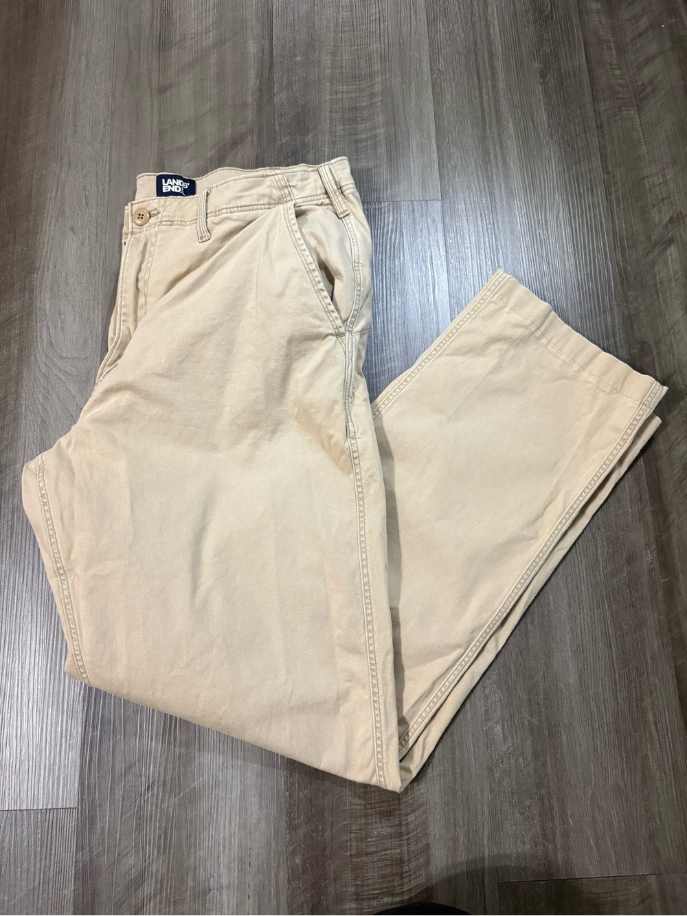 Lands' End Men’s Beige Chino Pants - Size 36